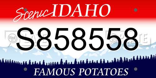 S858558 Idaho License Plate