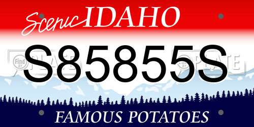 S85855S Idaho License Plate