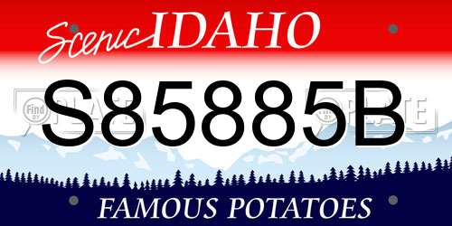 S85885B Idaho License Plate