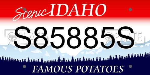 S85885S Idaho License Plate