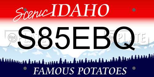 S85EBQ Idaho License Plate