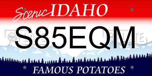 S85EQM Idaho License Plate