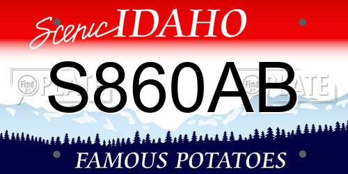S860AB Idaho License Plate