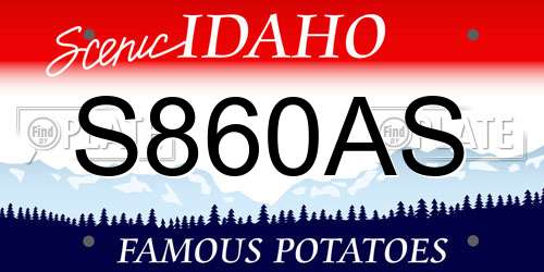 S860AS Idaho License Plate