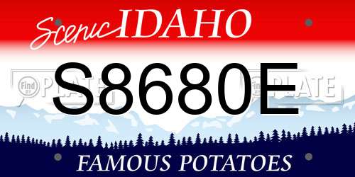 S8680E Idaho License Plate