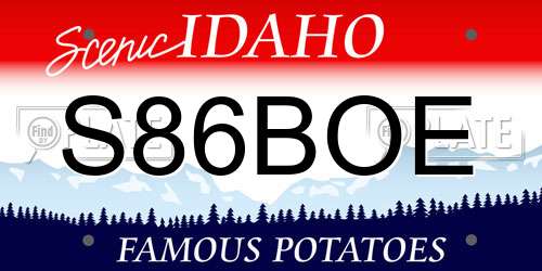 S86BOE Idaho License Plate