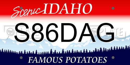 S86DAG Idaho License Plate