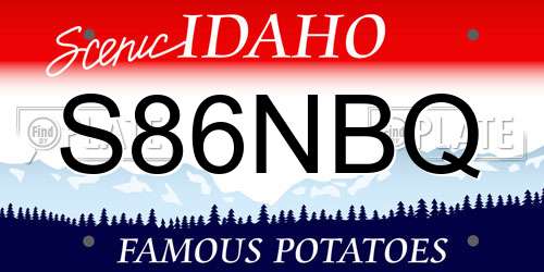 S86NBQ Idaho License Plate