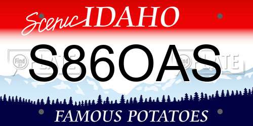 S86OAS Idaho License Plate