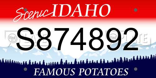 S874892 Idaho License Plate