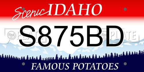 S875BD Idaho License Plate