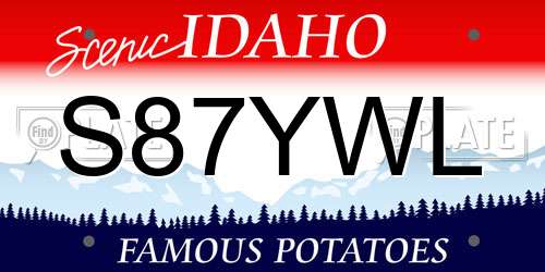 S87YWL Idaho License Plate