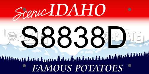 S8838D Idaho License Plate
