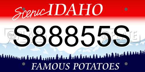 S88855S Idaho License Plate