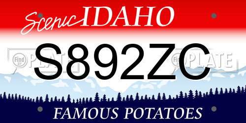S892ZC Idaho License Plate