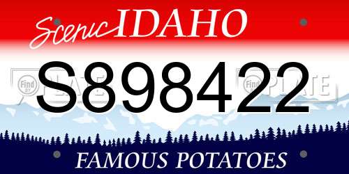 S898422 Idaho License Plate