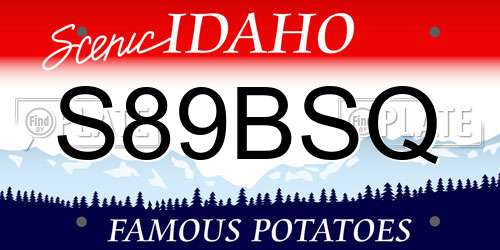 S89BSQ Idaho License Plate