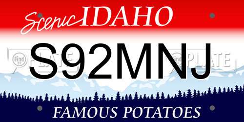S92MNJ Idaho License Plate