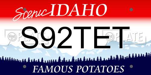 S92TET Idaho License Plate