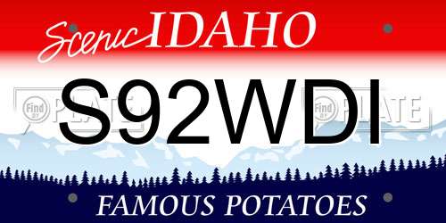 S92WDI Idaho License Plate