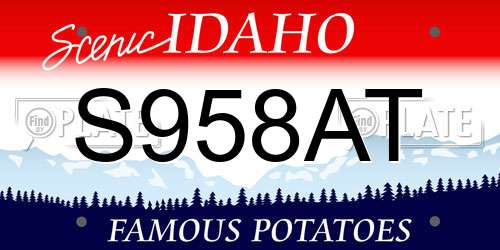 S958AT Idaho License Plate