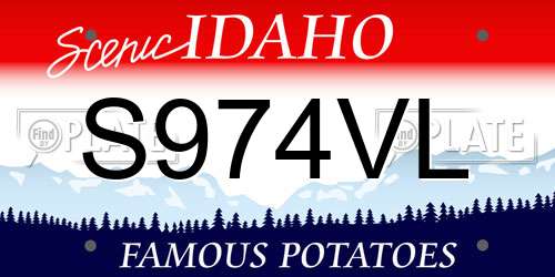 S974VL Idaho License Plate