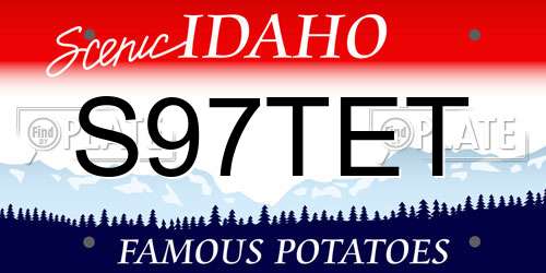 S97TET Idaho License Plate
