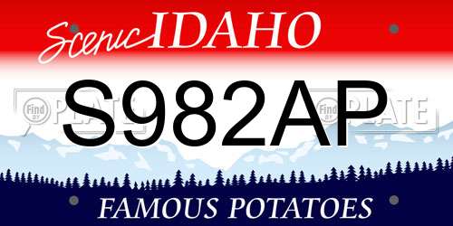 S982AP Idaho License Plate