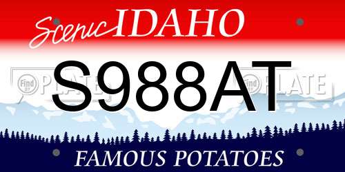 S988AT Idaho License Plate