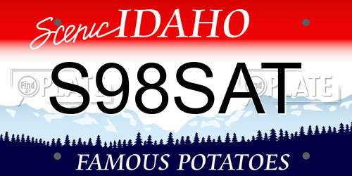 S98SAT Idaho License Plate