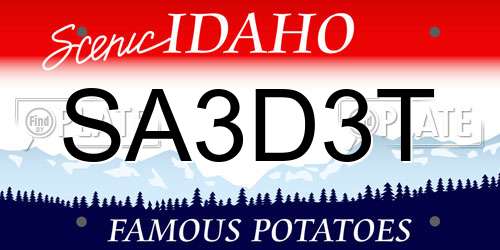 SA3D3T Idaho License Plate