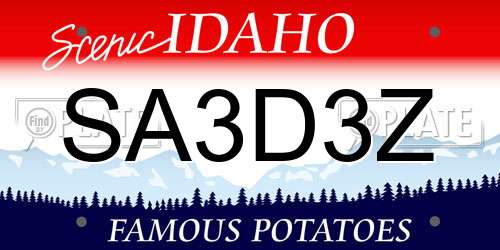 SA3D3Z Idaho License Plate