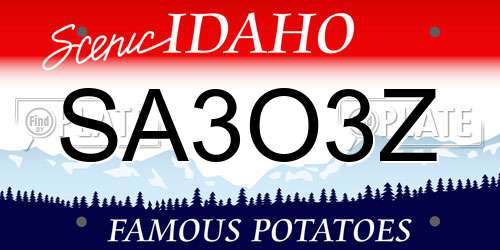 SA3O3Z Idaho License Plate