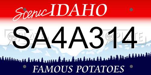 SA4A314 Idaho License Plate