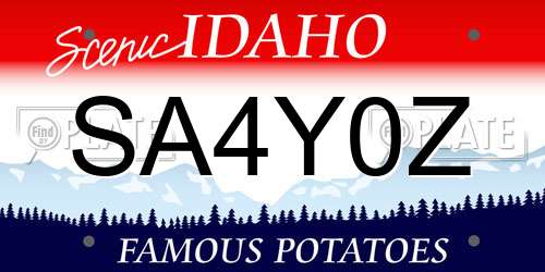 SA4Y0Z Idaho License Plate