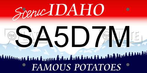 SA5D7M Idaho License Plate