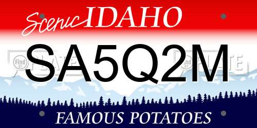 SA5Q2M Idaho License Plate