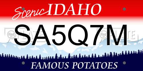 SA5Q7M Idaho License Plate
