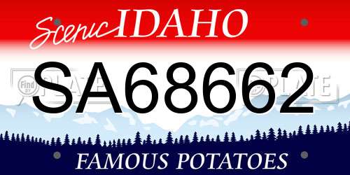 SA68662 Idaho License Plate