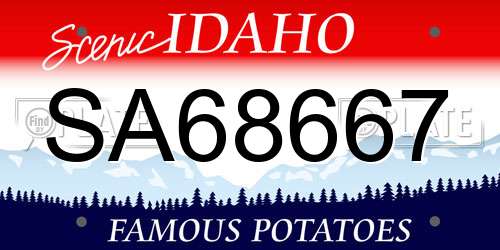 SA68667 Idaho License Plate