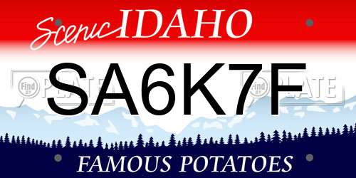 SA6K7F Idaho License Plate