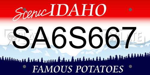 SA6S667 Idaho License Plate