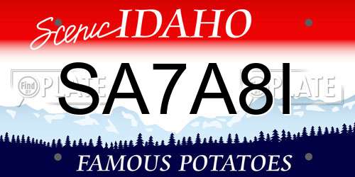 SA7A8I Idaho License Plate