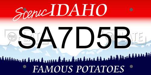 SA7D5B Idaho License Plate
