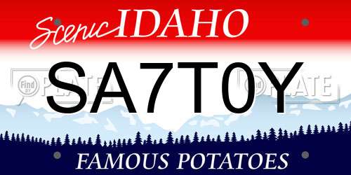 SA7T0Y Idaho License Plate