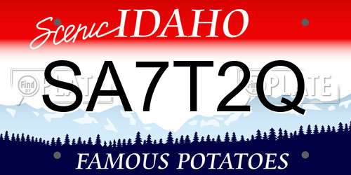 SA7T2Q Idaho License Plate