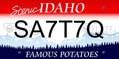 SA7T7Q Idaho License Plate