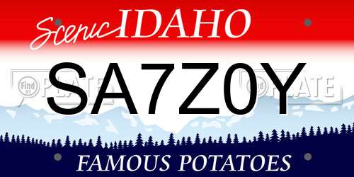 SA7Z0Y Idaho License Plate