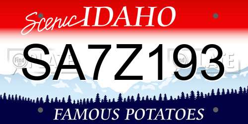 SA7Z193 Idaho License Plate