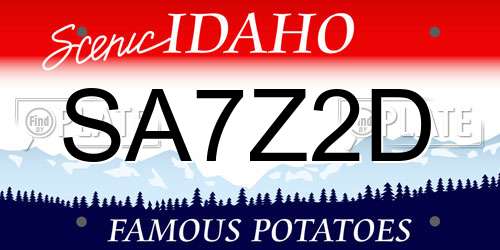 SA7Z2D Idaho License Plate
